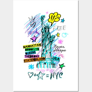 New York, American liberty, freedom. Cool t-shirt quote trendy fashion Posters and Art